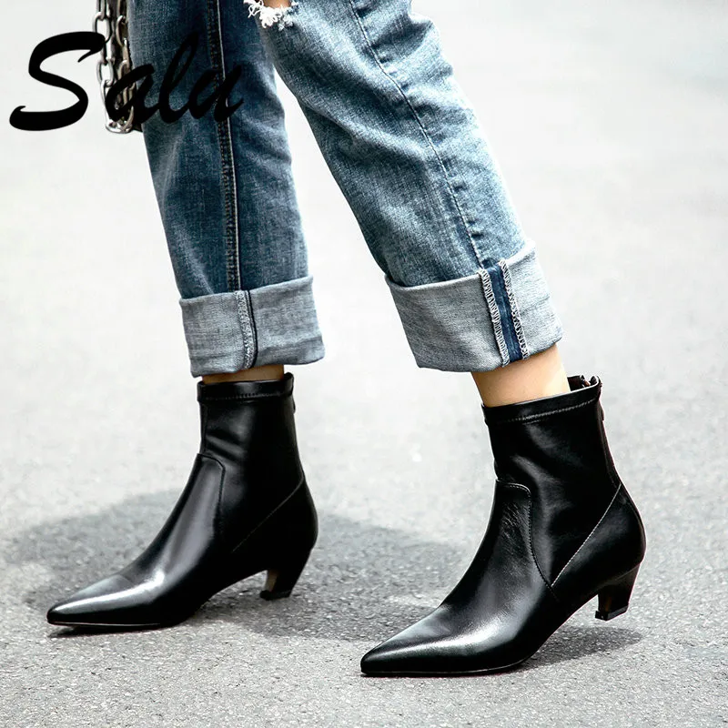 

Salu Latest Boots Women Ankle Boots Spring Boots Genuine Leather Shoes Women Low Heel Female Footwear Size 41 42 43