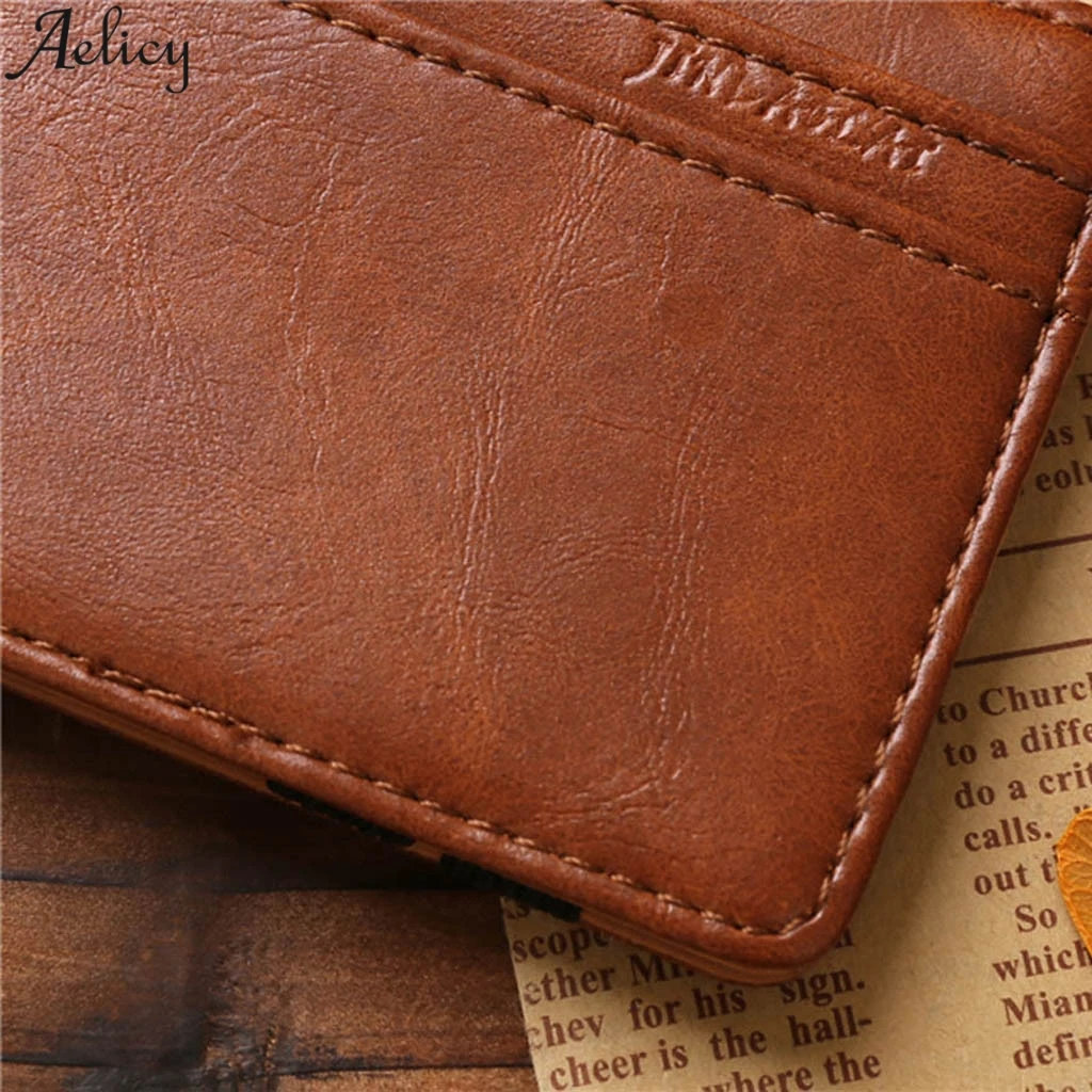 Мужской тонкий кошелек Aelicy из искусственной кожи однотонный бумажник для рук