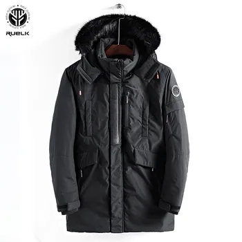 

RUELK Fur Collar Hooded Men Winter Jacket 2019 New Fashion Warm Wool Liner Man Jacket and Coat Windproof Male Parkas Casaco