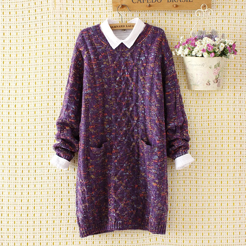 

2018 winter dress, Sen female department is fresh and loose, medium long knitted sweater sweater.