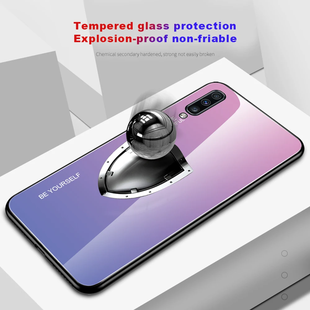 Чехол из закаленного стекла для телефона для samsung Galaxy A30 A50 A10 A20 A40 A60 A70 10 20 30 40 50 60 70 цветной защитный чехол-накладка на заднюю панель