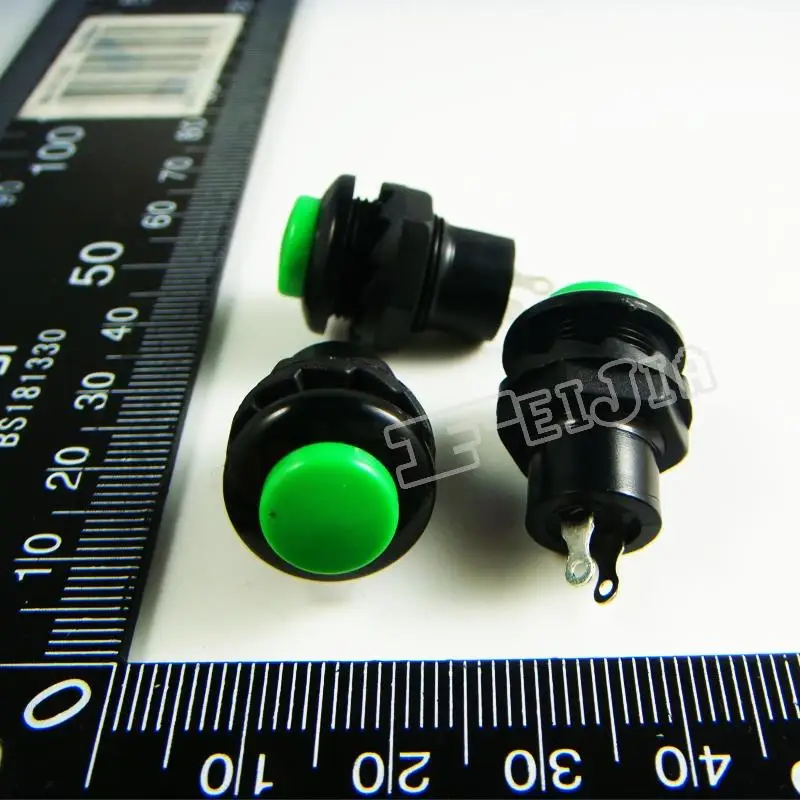 

DS-313 Button color Green 1A/250VAC OFF-ON 2Pin Non Self-locking Push Button Switch (Self reset switch) 100Pcs/lot