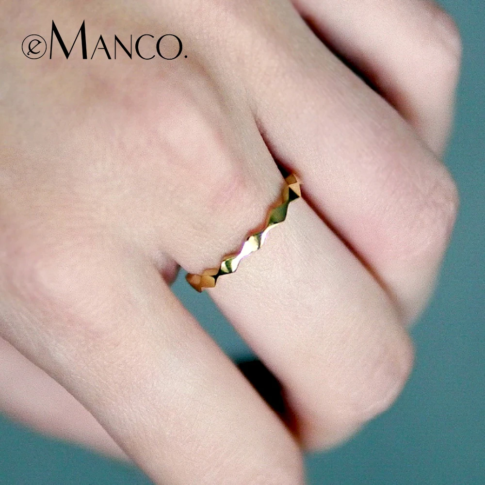 

eManco Wave Rings for Women Geometric Stainless Steel Big Rings In Rose Gold Color New Fashion Design Trendy Jewelry