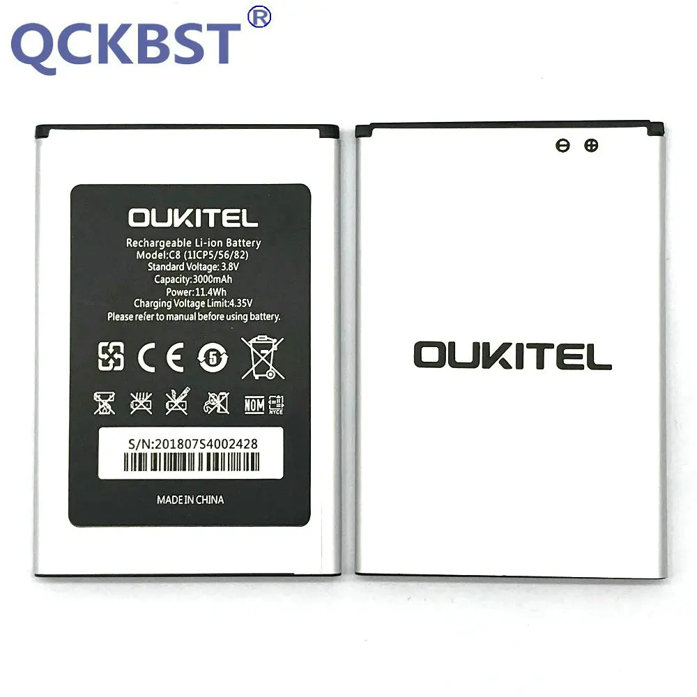 

QCKBST 3000mAh C8 Battery Replacement For OUKITEL C8 Cell Phone Original Replacement Batteries In stock Tracking code