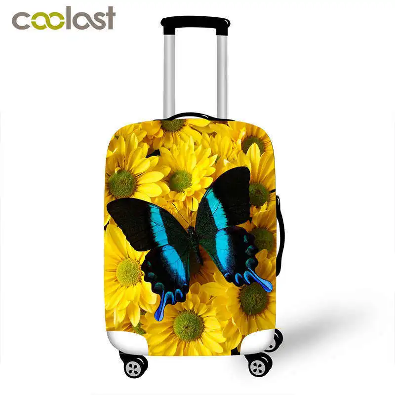 3D print protable butterfly print travel trolley accessories waterproof luggage covers 18-30inch suitcase dustproof cover 