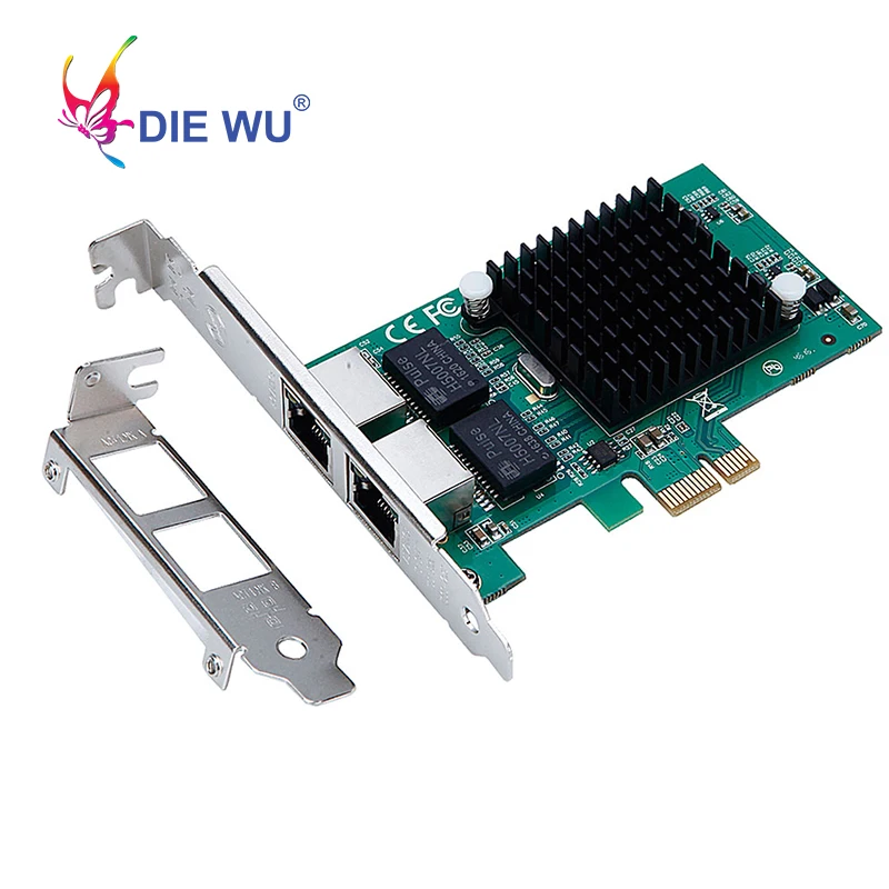 DIEWU PCIe Gigabit Dual Порты и разъёмы NIC сервер сети Lan Карта адаптера с Intel 82575 10/100/1000 Мбит/с для настольных ПК