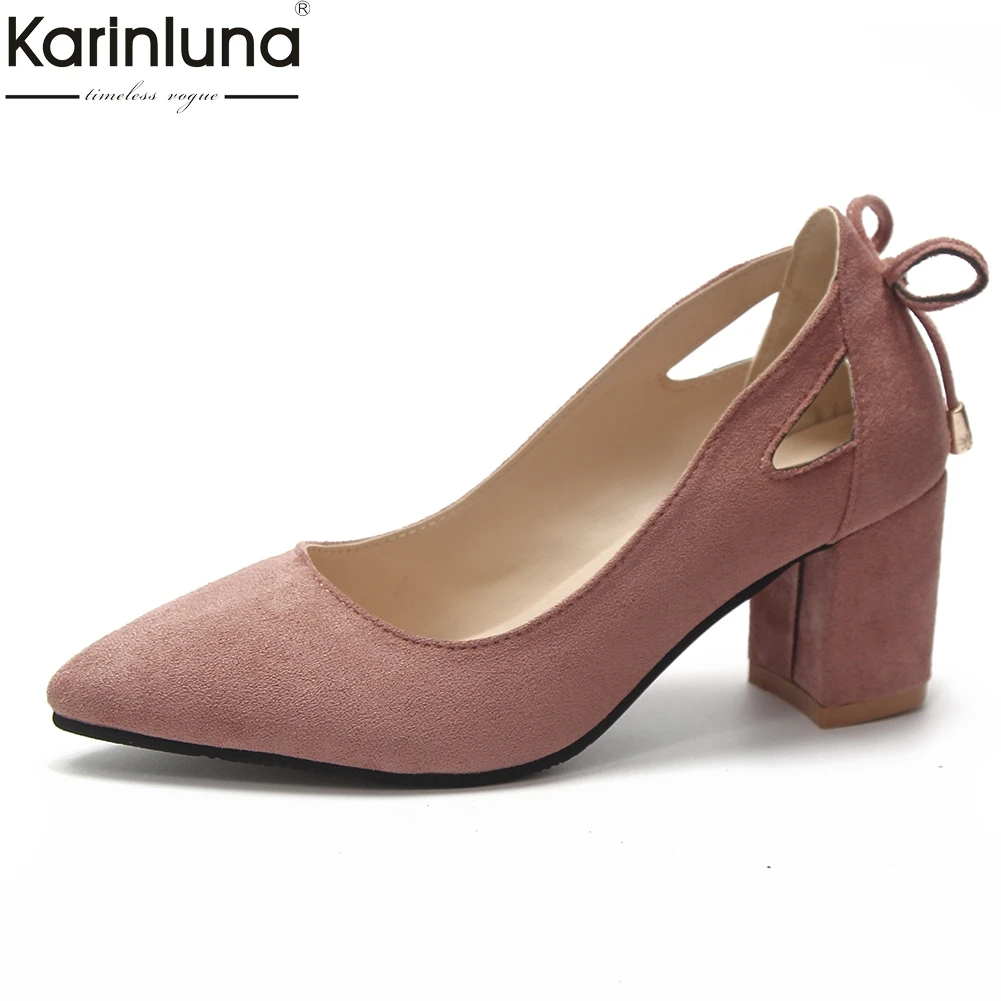 

Large Size 44 Chunky Heels Slip On office Lady Pumps Woman Shoes Slip On high-heeled Black Pink Elegant Shoes Woman Pumps