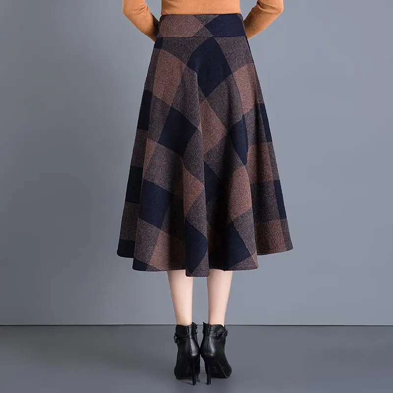 Cremallera line Navy Plaid Más Tamaño Alta Plaid Larga Cintura Las Pleated Para 2018 Mujeres A Maxi Falda Invierno Faldas Moda Mujer red Vintage xSHwqqRZg