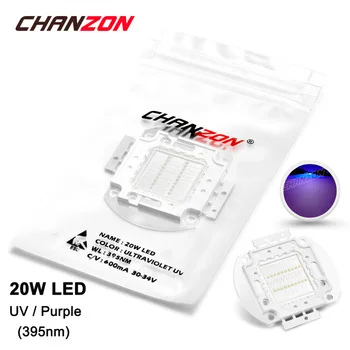 20W LED Light Bulb Lamp UV Ultraviolet 395nm 30-34V 600mA High Power 20 W Watt Purple Ultra Violet 395 nm Chip DIY COB for nail