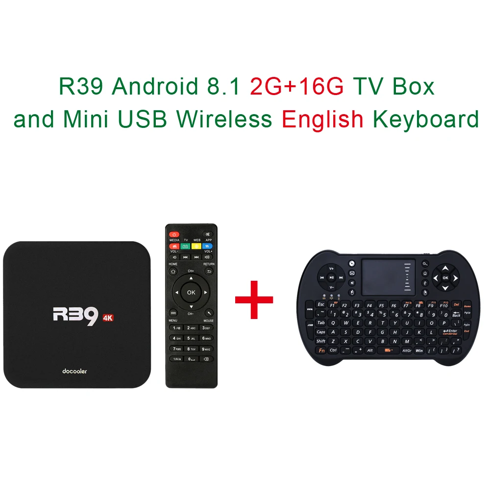 Docooler R39 Android 8,1 tv Box RK3229 четырехъядерный процессор для Смарт ТВ Android Box 4K 2 ГБ/16 Гб WiFi H.265 HD медиаплеер PK X96 Box tv - Цвет: 2G16G ADD ENkeyboard