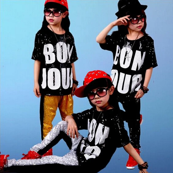 

New popular 2018 Summer Children Clothing Boys Clothes Streetwear Hip Hop Sequin Short Sleeve Sets Children's Sets for 4-14 year