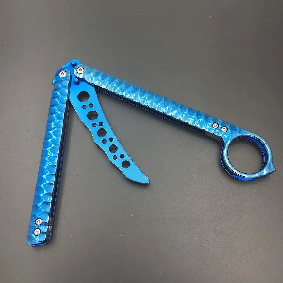 Игровой инструмент из нержавеющей стали, нож бабочка, нож для тренировки бабочка, игровой инструмент, нож-бабочка, инструмент - Цвет: blue