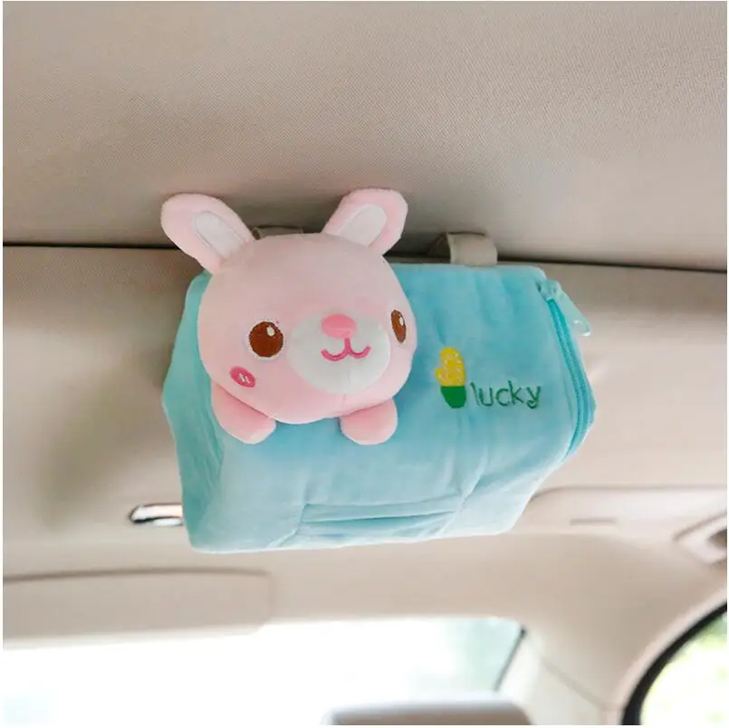 

1pc 20.5cm bear rabbit elephant sun shield ceiling skylight plush paper towel vehicle-mounted tissue holder stuffed toy gift