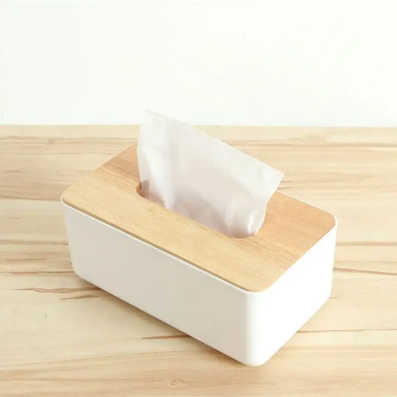 

Adeeing Wooden + Plastic Tissue Box Modern Home Kitchen Napkin Case Facial Tissue Holder