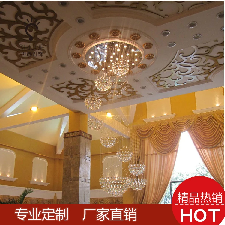 Villa Hall Chandelier Duplex Building Large Ball Crystal LED Stair Hotel Lobby Project LAMPS | Лампы и освещение