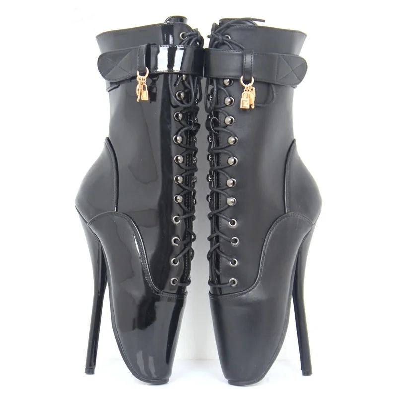 

Ballet high heeed shoes women leather short boots women pointed toe ultra high shoe lady nightclub performance shoes size 36-46