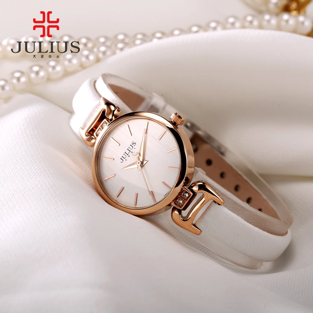 Goede Nieuwe Dame Vrouwen Horloge Japan Quartz Fijne Mode Uur Jurk Armband Retro Leuke Eenvoudige Leer Meisje Verjaardagscadeau Julius doos