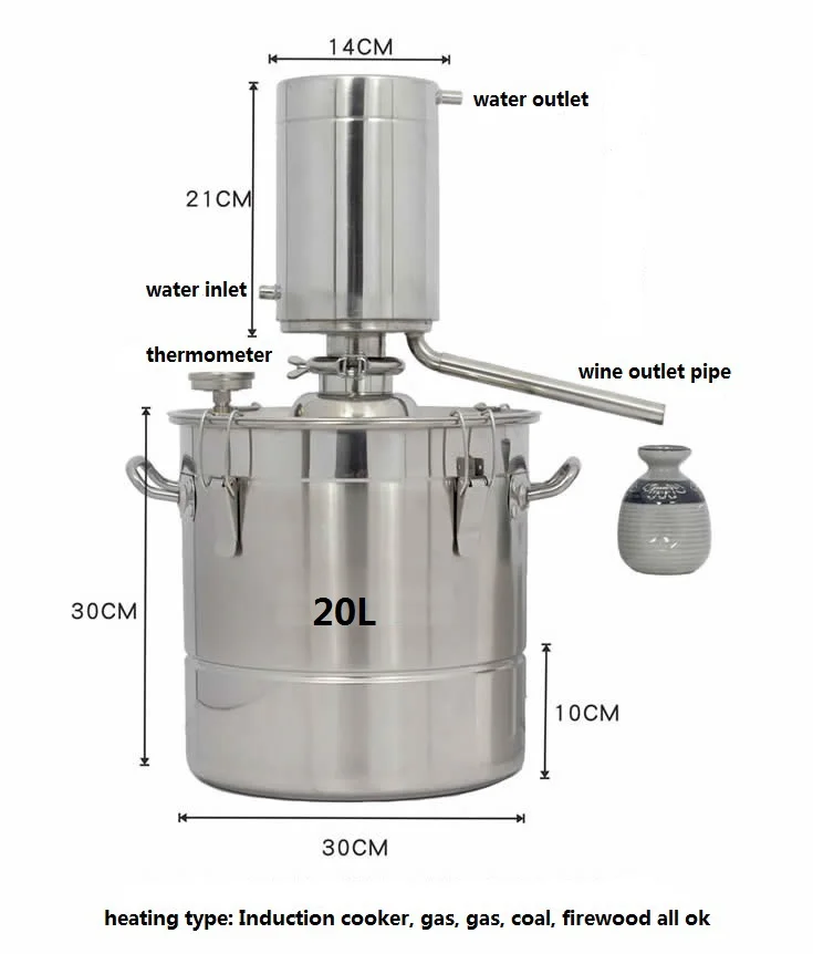 Тип 20л дистилляционное оборудование дистиллятор чистый роса ликер