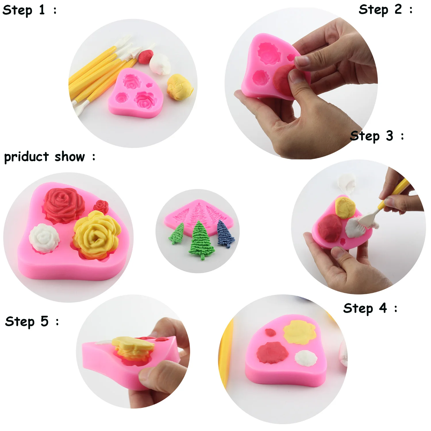 Poinsettia Flower Petal Silicone Mold 3D Leaves Cake Border Fondant Molds Cake Decorating Tools Chocolate Candy Fimo Clay Moulds