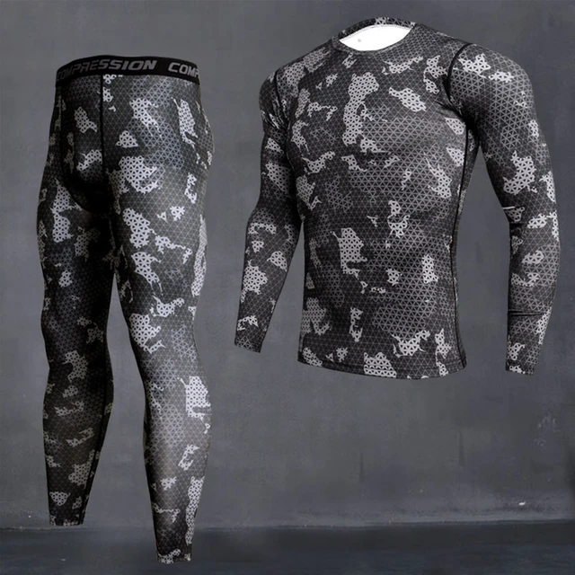 Men's Camouflage Thermal Underwear Set Long Johns Winter Thermal