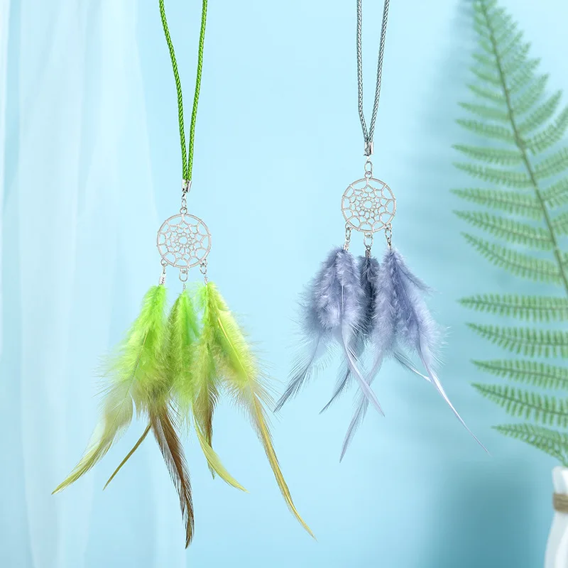 

New key chain national wind color feather manual dream catcher alloy key chain bag pendant accessories