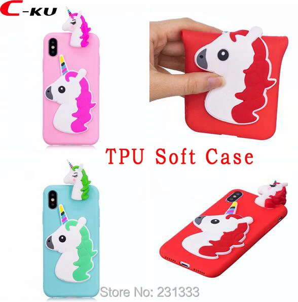 Мягкий чехол из ТПУ C ku 3D с единорогом для Iphone X 8 8PLUS 7 PLUS I7 7plus 6 S I6 SE 5 5S IphoneX милый