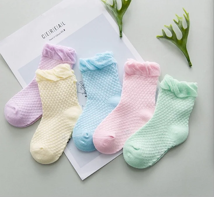 kids cotton socks baby girl boy solid pink blue green yellow purple ...