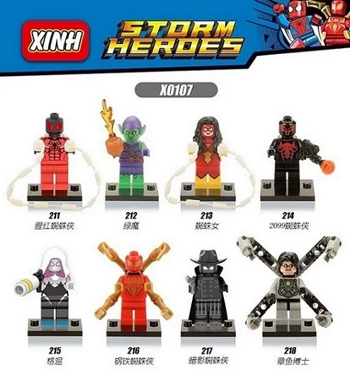 

X0107 Building Blocks Captain America 3 Iron Spider-Man Woman Gwen Green Goblin Shadows Doctor Octopus Bricks Toys For Children