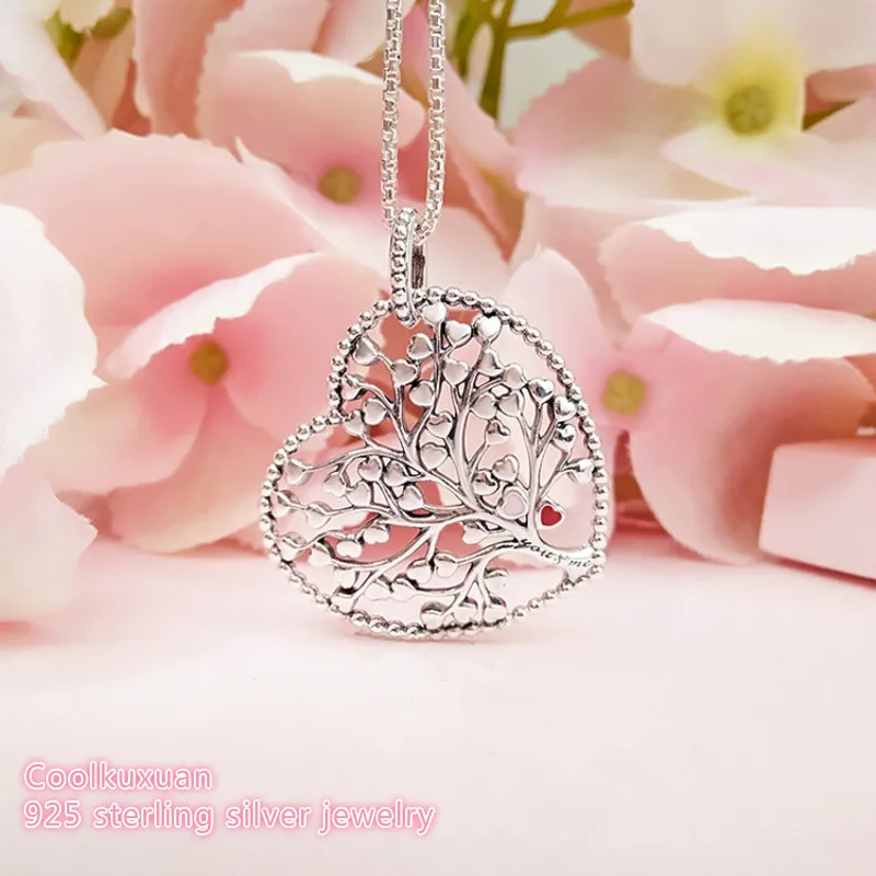 

2018 Valentine's Day Original 925 Sterling Silver Tree of Love Necklace, Mixed Enamel Necklace & Pendant For Women Jewelry