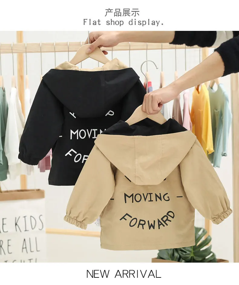 

2019 spring baby double-sided wearing Korean letters on both sides wearing hooded children's jacket boys and girls casual jacket