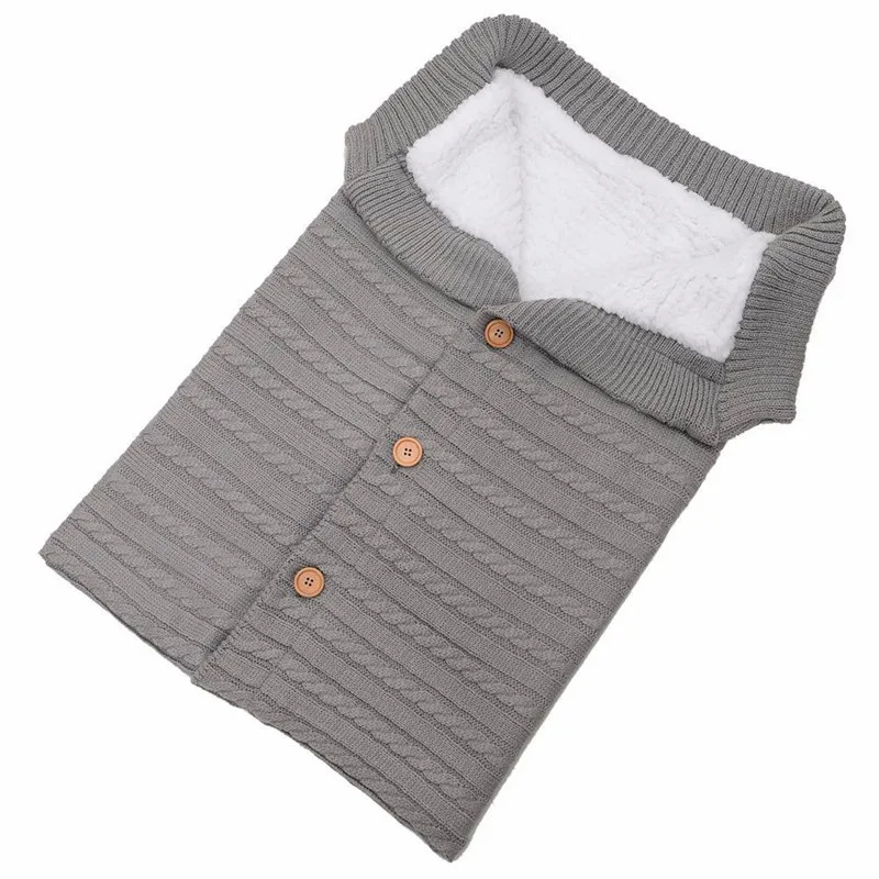Теплое детское одеяло мягкий детский спальный мешок для ног Хлопковый вязаный Конверт для новорожденных пеленок аксессуары для коляски спальные мешки - Цвет: Серый