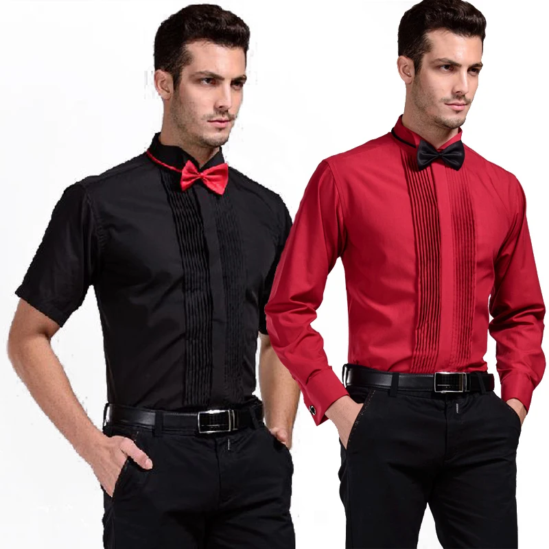 Модные Для мужчин рубашка Показать Рубашка с длинными рукавами TRUN Подпушка свадебное платье Рубашки для мальчиков дружки хлопка Camisa masculina S-6XL