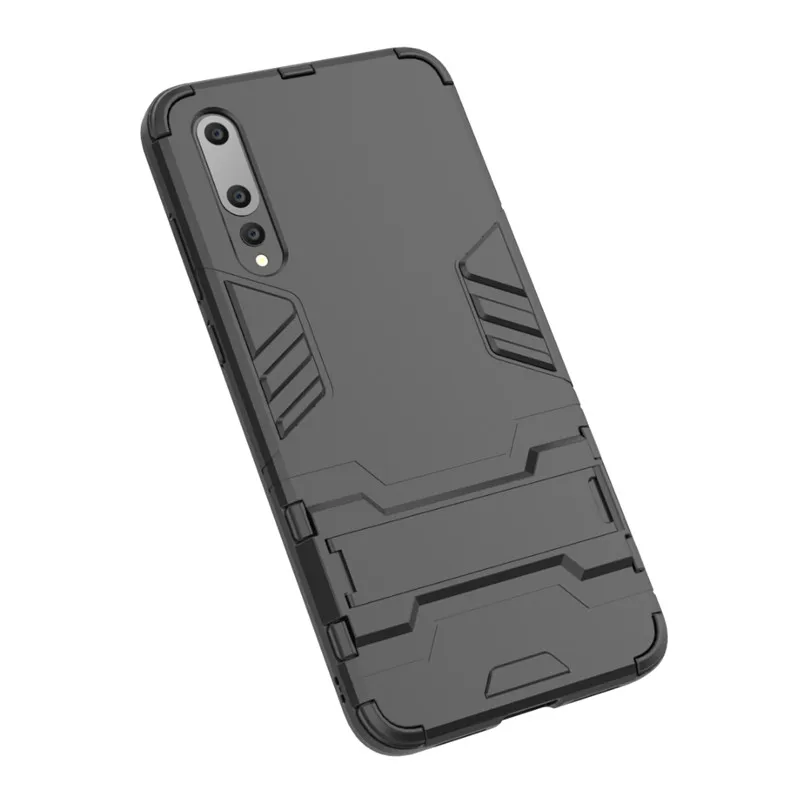 

Luxury Soft Silicon + PC Hard Armor Iron Man Case For Huawei P20 /P20 Pro /P20 Lite ( Nova 3E ) Phone Back Cover With Stand