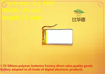 

(free shipping) )(1pieces/lot)Polymer lithium ion battery 500MAH 3.7 V, 552535 CE FCC ROHS MSDS quality certification