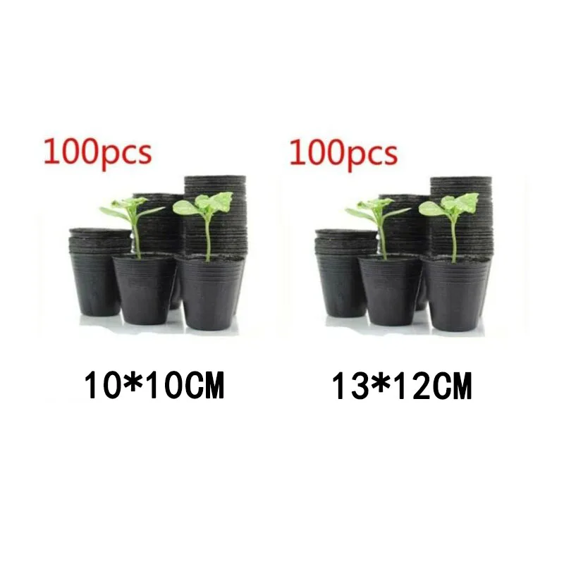 Черный пусковой 100 шт полый нижний горшок для рассады, горшки для растений, садовый пластиковый контейнер для семян 13*12 см/10*10 см