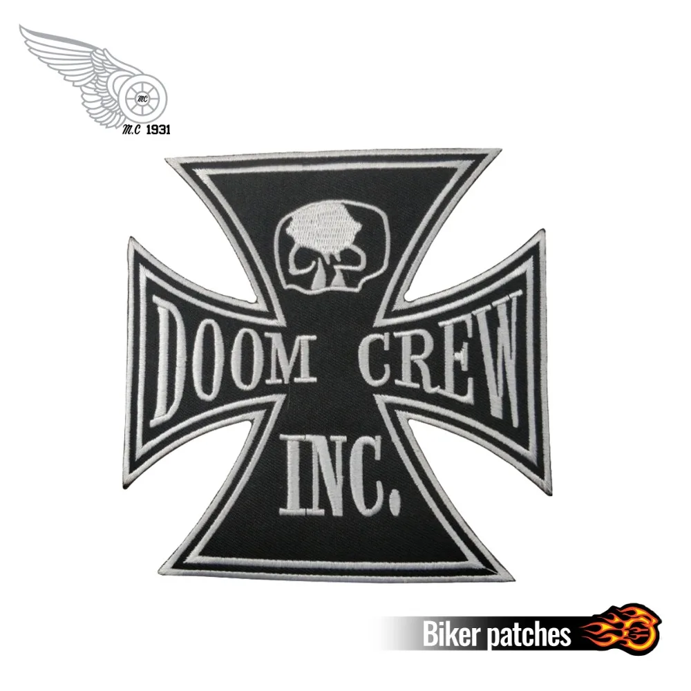 

Doom crew cool military biker patches cross motorcycle applique patch garment accessory