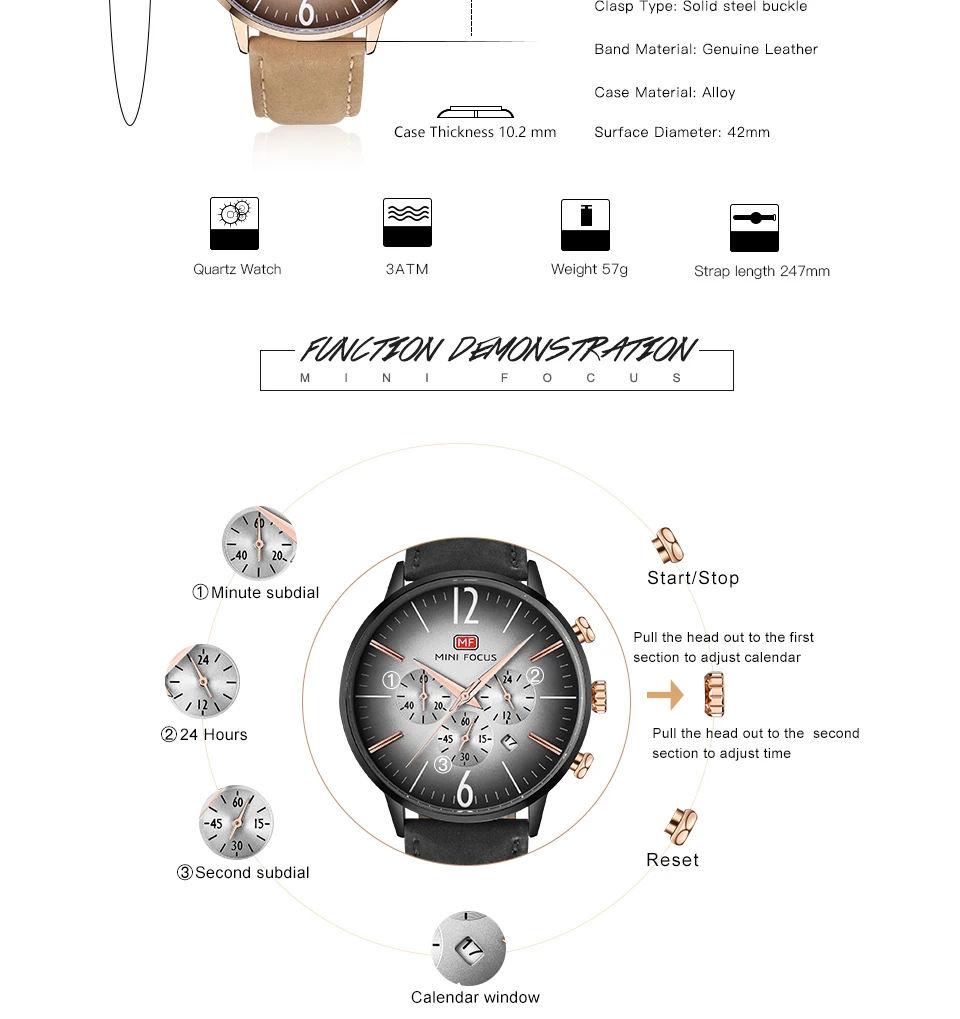Мини фокус модные мужские часы кожаный ремешок мужские наручные часы кварцевые наручные часы для мужчин s водонепроницаемый люксовый бренд Relogio Masculino
