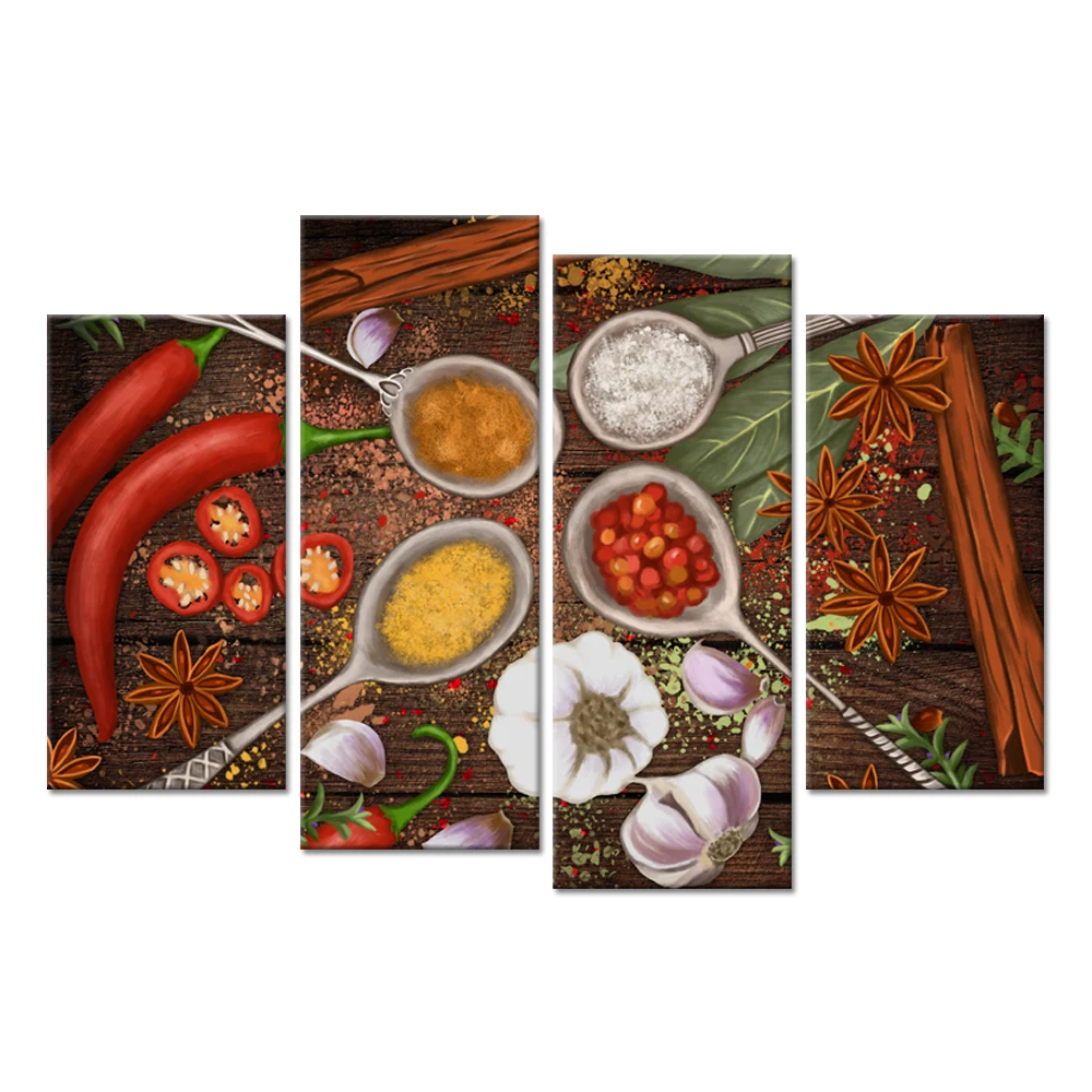 4 панели кухонные картины холст настенные художественные кушетки в ложке звезда