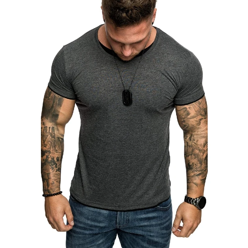 

2019 High Quality Fashion Mens T Shirts Casual Short Sleeve T-shirt Mens Solid Casual Cotton Tee Shirt Summer Clothing SDHK