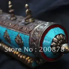 HDC0738 тибетская латунная винтажная курильница, 29*10 см, фигурка ящика башни, Будда