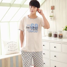 Летние Для мужчин пижамы Тонкий Пижамы для девочек хлопок Pijama Hombre masculino пижамы Для мужчин пижамы Мода Плед Lounge Шорты для женщин