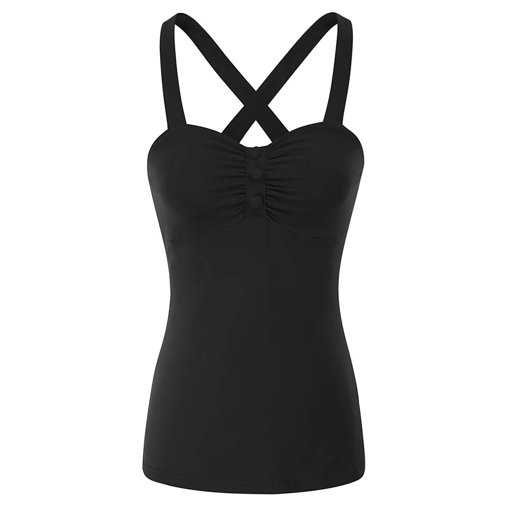 مثير إمرأة Strappy و عبر الخلفي تمتد خزان أعلى أزرار خمر بروتيل S-2XL
