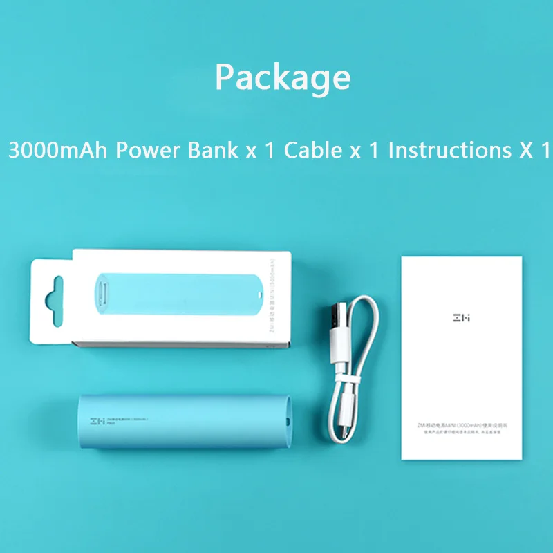 XIAOMI ZMI полный 3000mAh Rechangable 18650 батареи мини XIAOMI power Bank