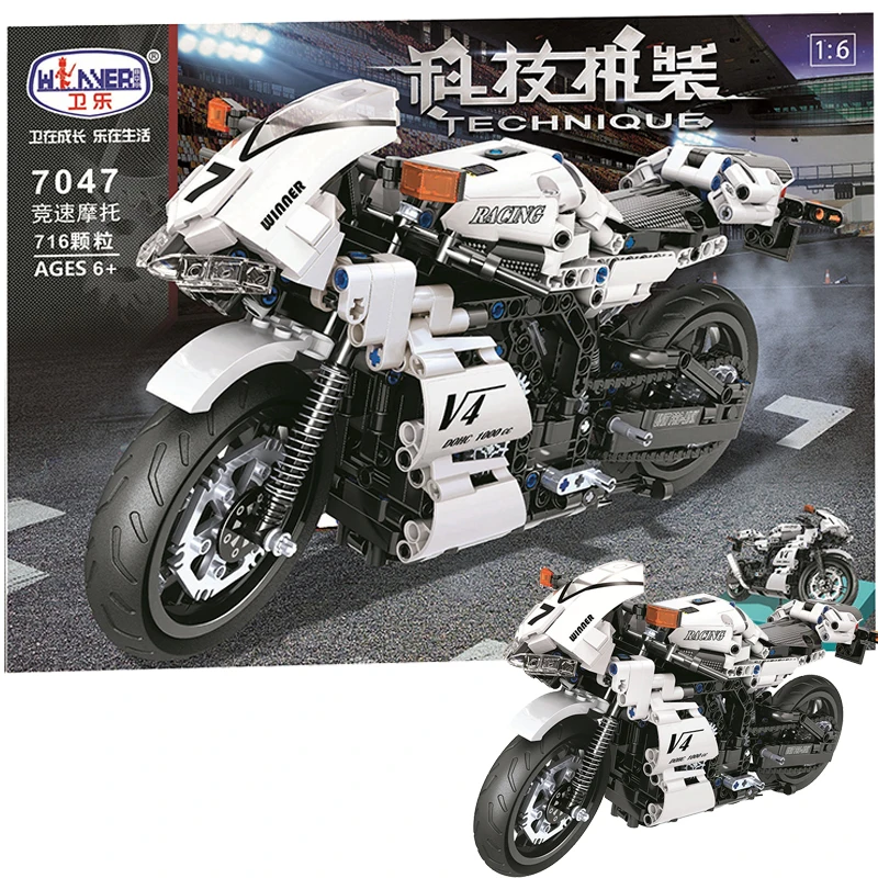 Racing Motorcycle 716pcs Legoings Technic MOC Vehicle Creator City Building Blocks Bricks DIY Model Toys for children boy Gifts