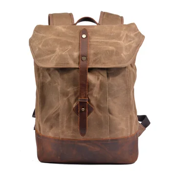

Cross-border New Male Waterproof Shoulder Pack Hard Wax Canvas Computer Bag Undergraduate Anti-theft Backpack Outdoor