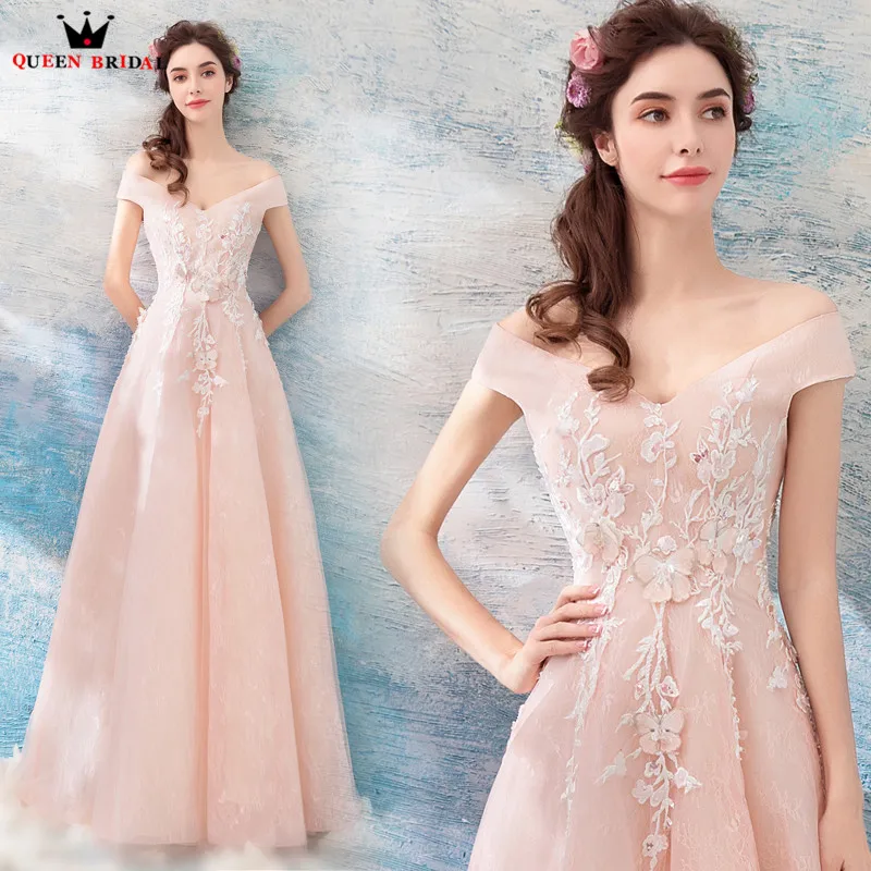 

QUEEN BRIDAL Evening Dresses 2018 New Design A-line Cap Sleeve Lace Flowers Elegant Formal Prom-dresses Vestido De Festa ZX11