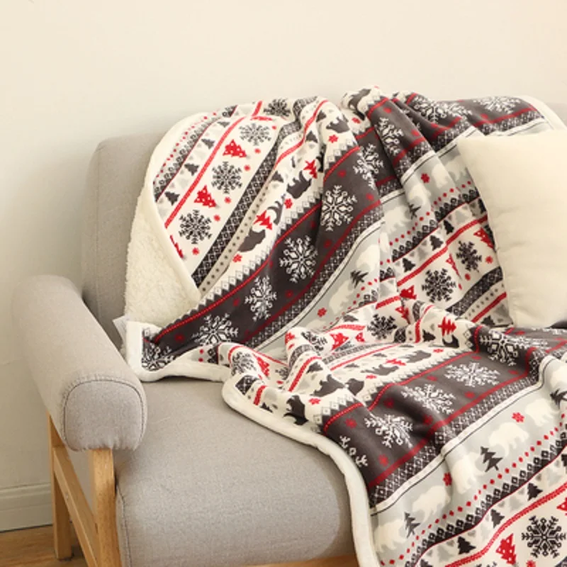 

127*152cm Snowflake Lambskin Fur Throw Blanket Coverlet Fleece Fuzzy Sherpa Blankets for Beds Plaid Sofa Couch Cover Bedspread