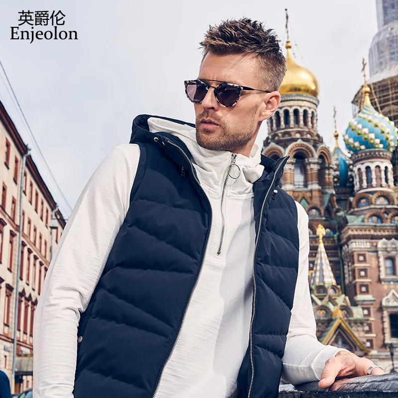 Мужской стеганый жилет Enjeolon Зимняя Толстая парка с хлопковой подкладкой размеры