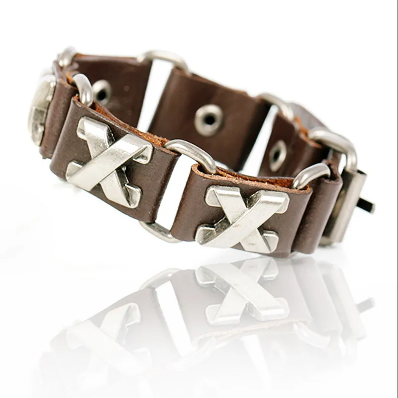 Fashion Bangles Skull Chain Leather Men's Bracelets European style Knighthood Link Charm Bracelets Jewelry