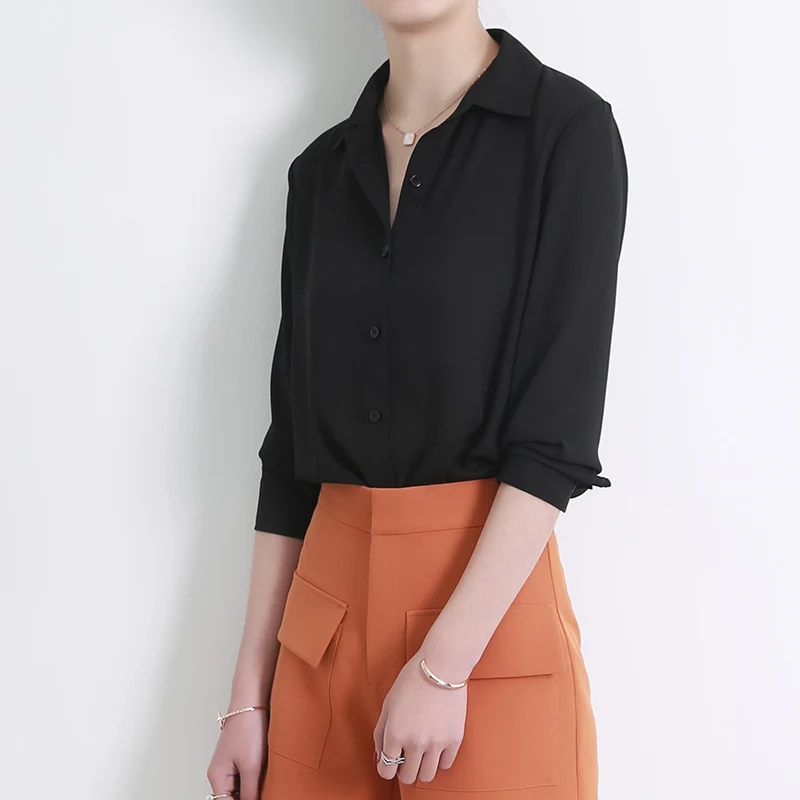 Рубашка женская шифоновая с длинным рукавом|chiffon blouse|blouses plusblusas plus |